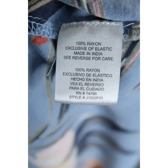 Patrons of Peace Maxi Dress Blue Tropical Floral Smocked Bodice Women's S EUC - Picture 10 of 10